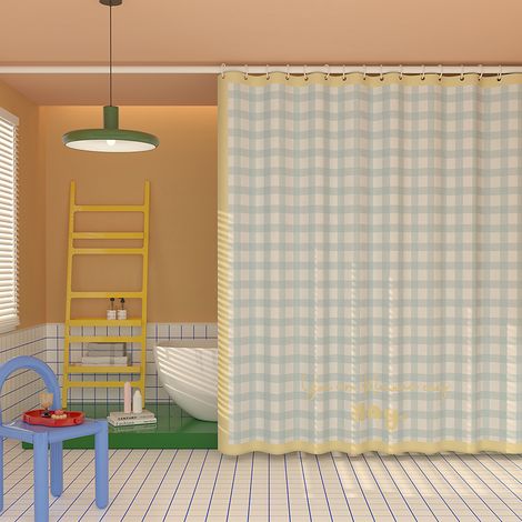 180x80cm-Rideau de porte de salle de bain en treillis Tissu imperméable Rideau de gaze anti-perforation Rideau de séparation de douche (1/5)
