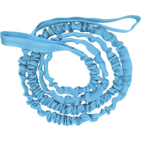 Barre de remorquage pour vélo en nylon extensible, longueur naturelle 2,7 m, corde de remorquage portable pour vélo, course et marche, bleue (1/5)