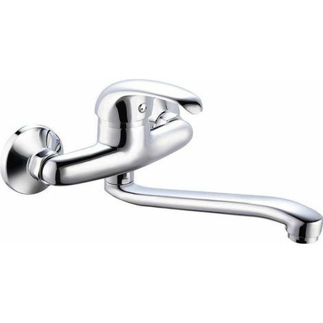 ROUSSEAU Robinet mitigeur de cuisine Mambo - Sans douchette - Gris chrome