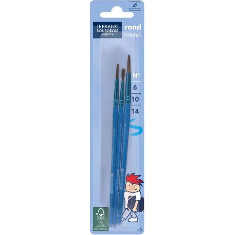 Pinceaux - LEFRANC BOURGEOIS - N°6, N°10, N°14 - Poils de poney - Lot de 3 - Multicolore (1/2)
