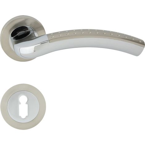 DOMINO Poignée de porte SHARON-R ECO M6/M9 BB Poignée avec rosace BB pour clé Chrome/nickel brillant (1/5)