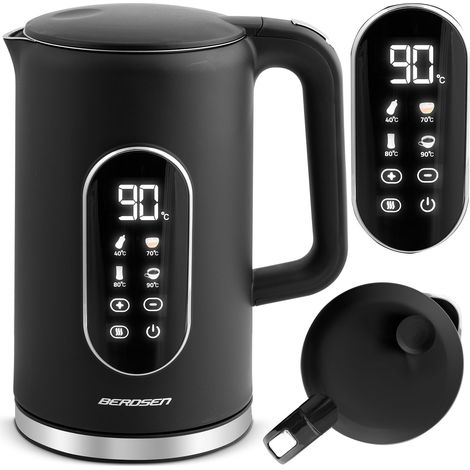 Berdsen BD-712 1,7-l-Wasserkocher, schwarz und silber