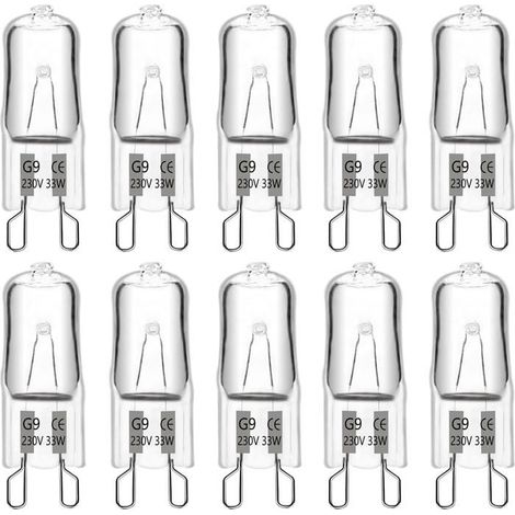 Ampoule halogène en verre G9 33 W 230 V blanc chaud, dimmable à 360°, pour lustres et appliques murales, lot de 10 (1/5)