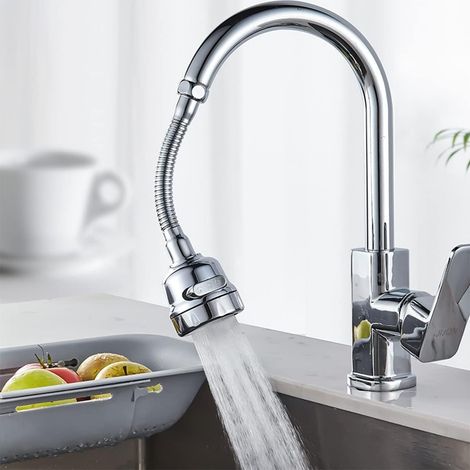Ahlsen Ersatz-Sprühzubehör für Küchenarmaturen, um 360 Grad drehbarer Wasserhahnbelüfter aus Edelstahl, Wasserhahnverlängerung, spritzwassergeschützter Wasserhahnverstärker, wassersparende Dusche (1/5)