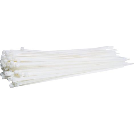 Lot de 100 serre-câbles blancs de 530 mm x 4,8 mm - Extra long - 53 cm - Force de traction : 22,2 kg (1/5)