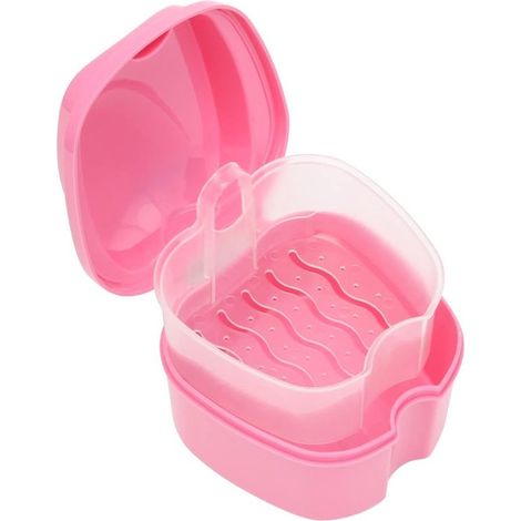 Boîte de rangement pour prothèses dentaires rose – Avec filtre – Accessoire d'hygiène (1/5)