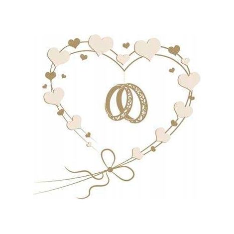 Servilletas de boda Anillos de boda dorados 33x33 cm, 1 paquete