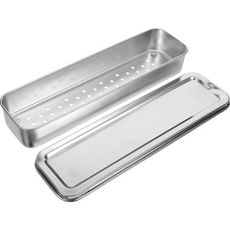Küchenutensilienhalter, Essstäbchenhalter, Besteckkasten aus Edelstahl – 28,00 x 8,50 x 4,10 cm – Silber (1/4)