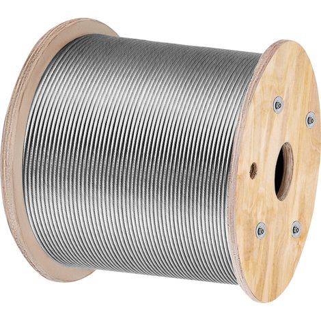 Mophorn Cable de acero inoxidable de 3/16" x 1000 pies, T316, cable de cubierta de grado marino, cable de aeronave trenzado de 1 x 19 hilos para luces de cadena de cerca de porche de bricolaje (1/5)