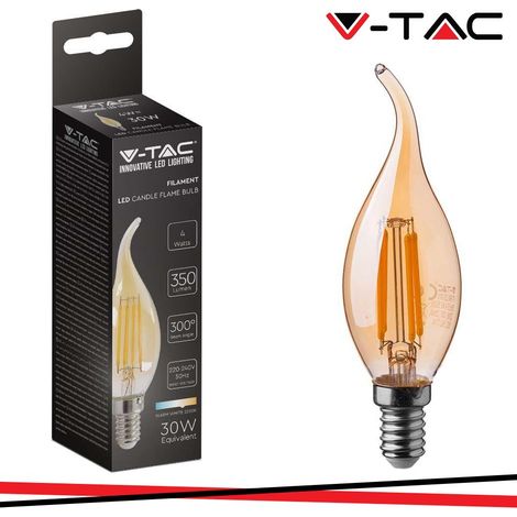 LED LAMPADINA 4W FILAMENTO E14 AMBER COVER CANDELA 2200K                                                 - Luce CALDA