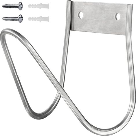 Soporte de pared para manguera de jardín, pequeño soporte de pared de acero inoxidable, organizador de mangueras con tornillos, soporte para manguera, montaje en pared, gancho, soporte para manguera d (1/5)