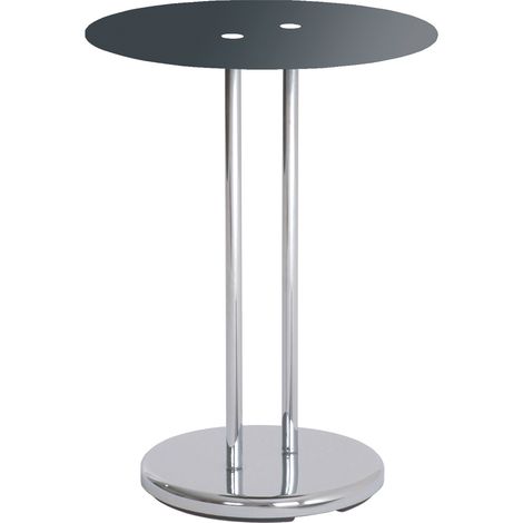 Table d'appoint chromé-noir en tube d'acier chromé H55 x Ø40 cm