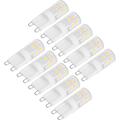 Lot de 10 ampoules LED G9 2W à culot céramique (16 LED) pour plafonnier ou applique murale, éclairage domestique, 230V, lumière chaude (1/5)