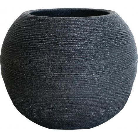 Caspo' Sfera Rigata Vase Shabby en résine diamètre 40cm - Couleur : Pearl White - Colore: Grigio Ghisa