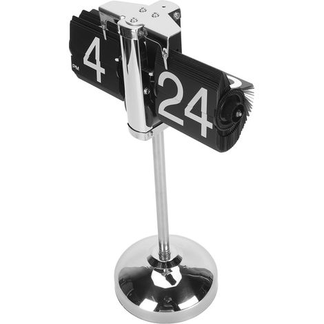 Retro Digital Rocker Clock in 304 Stainless Steel, Non-Slip Telescopic Pull Rod, Battery Powered, Automatic Page Rotation, Desk Clock (1/5)