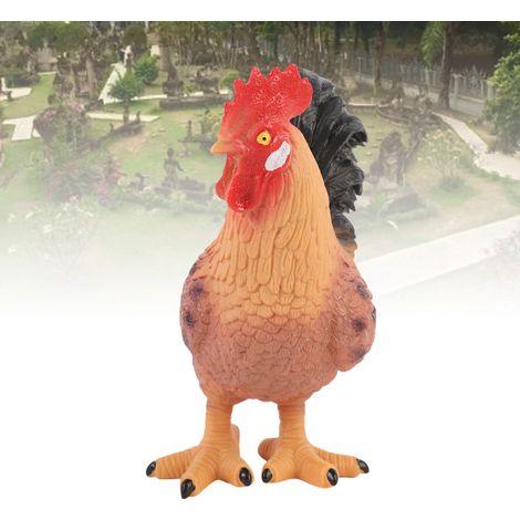 Estatua de gallo de granja, juguete decorativo hecho de plástico blando para jardín y uso interior.