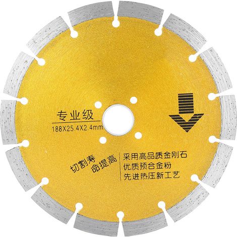 Lame diamantée 14 dents haute dureté pour rainurage mur béton, 188 x 25,4 x 2,4 mm (1/5)