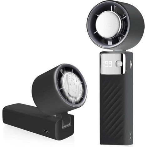 Ventilateur portable, mini ventilateur rechargeable 5000 mAh, petit ventilateur turbo silencieux à vitesse réglable (1 à 199), ventilateur de refroidissement pour camping, sport, voyage (noir) (1/5)
