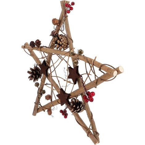 Décoration de Noël à Suspendre Étoile Pentagramme Naturelle Ornement Suspendu pour Sapin de Noël Décoration Festive Réutilisable pour Vitrines et Espaces Commerciaux (1/5)
