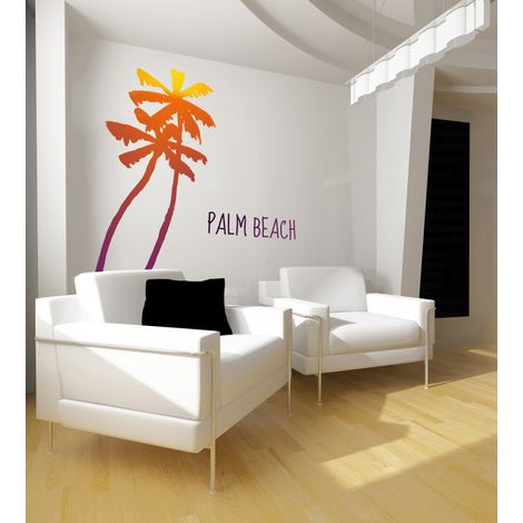 Sticker mural décoratif Palm Beach, 58x170cm - Dégradé de soleil couché pour murs et fenêtres, décor graphique (1/4)