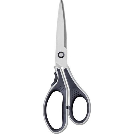 Ciseaux - CISEAUX INITIAL - 21 cm - Anneaux asymétriques - Bouts pointus - Bi-matière