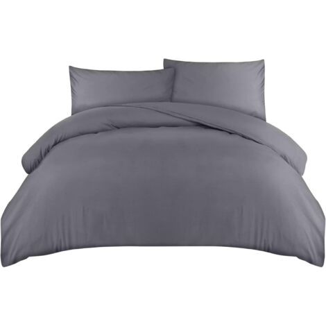 Bedding Housse de Couette 220x240 cm avec 2 Taies d'oreiller 50x75 cm (Gris) - Parure de lit 220 x 240 cm - Ensembles de Housses de Couette en Microfibre brossée Doucedengyank (1/5)