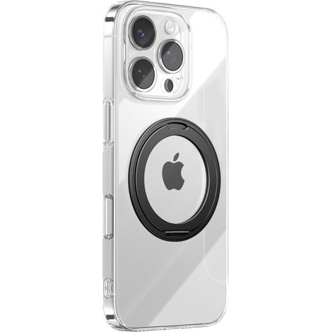 Funda MagSafe para iPhone 16 Pro Max con soporte de anillo giratorio de 360° - Negra (1/4)