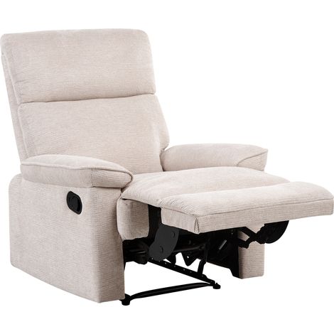 Sillón tapizado en poliéster con reposapiés estilo moderno beige Everton