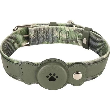 Collier ajustable pour chien, imperméable, léger, durable, confortable et élégant, en cuir vert olive, pour chiens et chats. (1/3)