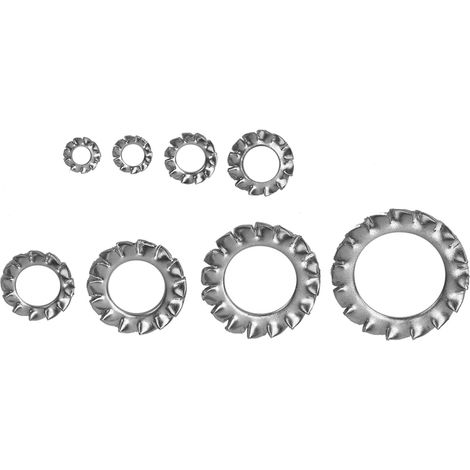 300 pièces rondelles frein dentées acier inox 304 anti-desserrage joint cannelé externe (1/5)