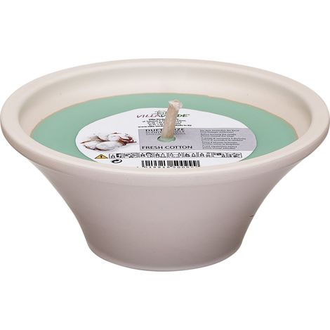 Villa Verde Duftkerze in Keramikschale Fresh Cotton, Höhe 8 cm, Ø 18 cm Duftkerzen