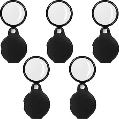 Lot de 5 mini loupes de poche pliables grossissantes x10
