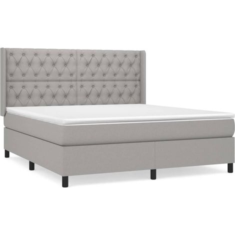 Maison Exclusive - Giroletto a Molle con Materasso Grigio Chiaro160x200 cm Tessuto (1/5)