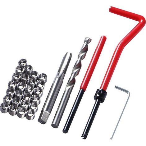 30Pcs Stainless Steel Metric Thread Repair Kit M6 x 1.0mm Thread Inserts Set Compatible Hand Tool Kit for Auto Repair (1/5)