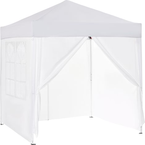 Gartenpavillon mit 4 abnehmbaren Seitenwänden, 2 Fenstern, Metallrahmen, 2 x 2 m, weiß