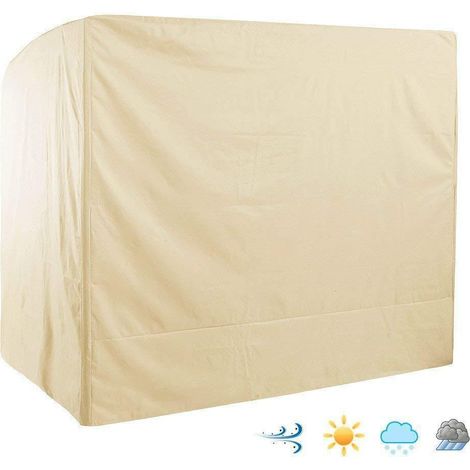 Housse de Balancelle de Jardin 3 Places Imperméable,220x125x175cm 210D Oxford Bache de Balancelle Anti-UV Couverture de Protection Balanoire Extérieur-Beige (1/4)