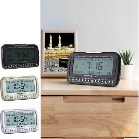 Horloge de table à écran LCD avec affichage de la température, direction bla, cadeau Ramadan (1/4)