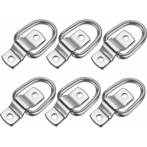 Lot de 6 anneaux d'arrimage en D pour remorques, camions, camionnettes, bateaux (1/5)