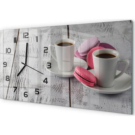 Horloge Murale Panoramique Minimaliste 60x30 cm Design Épuré Moderne Café et biscuits (1/5)