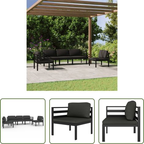 vidaXL Gartenmöbel -  5-tlg. Garten-Lounge-Set mit Kissen Aluminium Anthrazit (1/5)