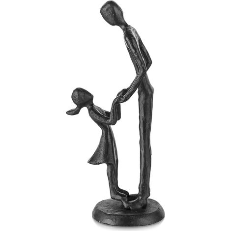Sculpture « Amour Père-Fille », en fonte, cadeau idéal pour un nouveau papa, un anniversaire ou la fête des pères, noir. (1/5)