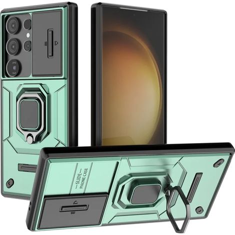 (Vert, Galaxy A55) Étui de téléphone magnétique pour voiture avec protection mate pour l'appareil photo et le curseur. (1/5)