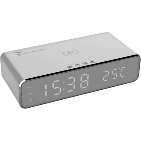 Sveglia Digitale Tm-W258 Con Funzione Di Ricarica Wireless - Silver