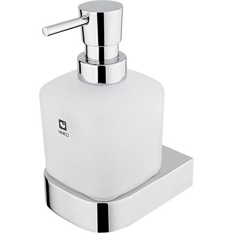 Nimco Nikau - Seifenspender mit Halter 250 ml, Glas matt / Chrom NK 30031C-T-26