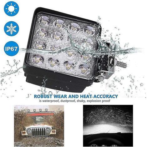 CREA Led Work Light, 2 Pcs 48w Flood Led Light Bar For Car Tractor Offroad (1/2)