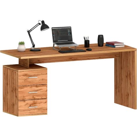 Dmora - Schreibtisch Siro, linearer Schreibtisch, Mehrzweck-Büroschreibtisch, platzsparender Schreibtisch mit mehreren Positionen, 160x60h75 cm, Eiche, mit verstärkter Verpackung