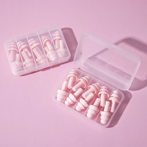 Bouchons d'oreille, 5 paires de bouchons d'oreille anti-bruit pour le sommeil, protection auditive, étude du sommeil, voyage de travail(rose) (1/5)