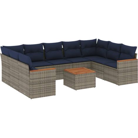 Maison Exclusive - 10-teiliges Gartensofa-Set mit Kissen, grau, P