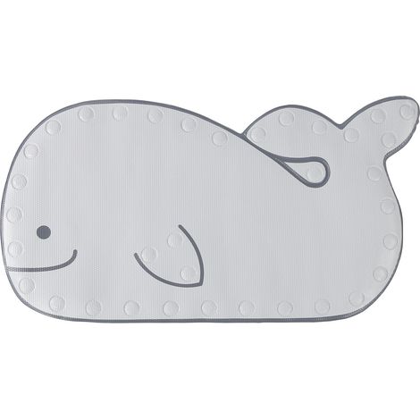 Tapis antidérapant baleine grise, moelleux pour salle de bain, douche, motif dessin animé enfant, tapis de sol non glissant, accessoire domestique (1/5)