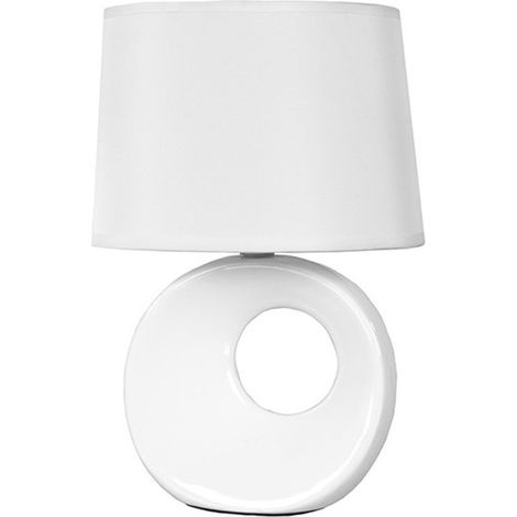 Abat Jour Moderna Lumetto Bianco da Comodino in Ceramica e Paralume in Tessuto Lume da Tavolo e14 Attacco Piccolo per Camera da Letto camerette e Salotto Altezza 27cm  elegante complemento d'arredo (1/5)